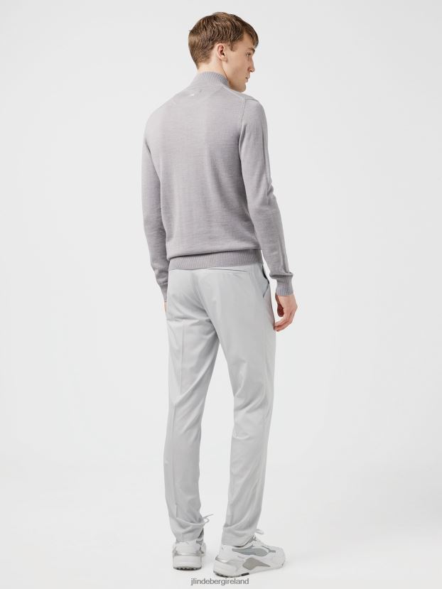 J.Lindeberg Men Kian Zipped Golf Sweater Grey Melange Clothing BXV8X4664 - Click Image to Close