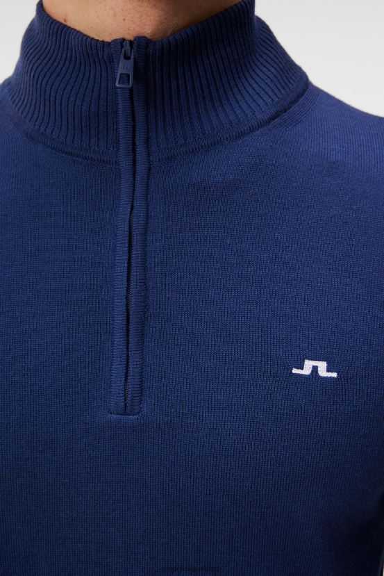 J.Lindeberg Men Kian Zipped Sweater Estate Blue Clothing BXV8X4558