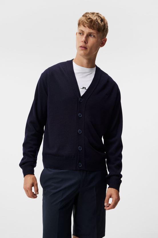 J.Lindeberg Men Lucas Knitted Cardigan Navy Clothing BXV8X4548 - Click Image to Close