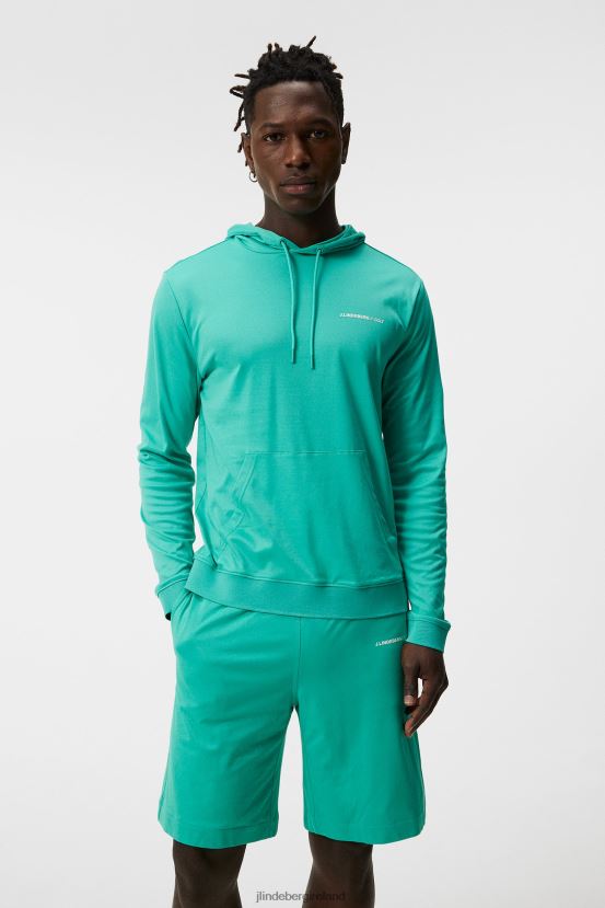 J.Lindeberg Men Roland Hood Bright Aqua Clothing BXV8X4566 - Click Image to Close