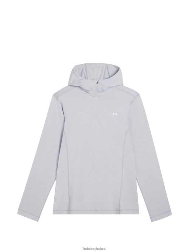 J.Lindeberg Men Stefan Hoodie Light Grey Melange Clothing BXV8X4575