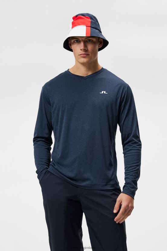 J.Lindeberg Men Active Long Sleeve T-shirt Navy Clothing BXV8X4162 - Click Image to Close