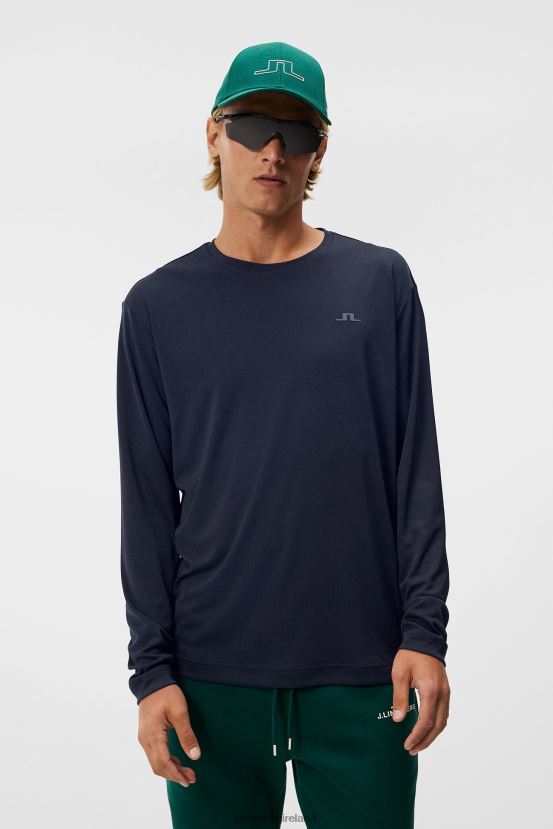 J.Lindeberg Men Ade Long Sleeve T-shirt Navy Clothing BXV8X47 - Click Image to Close