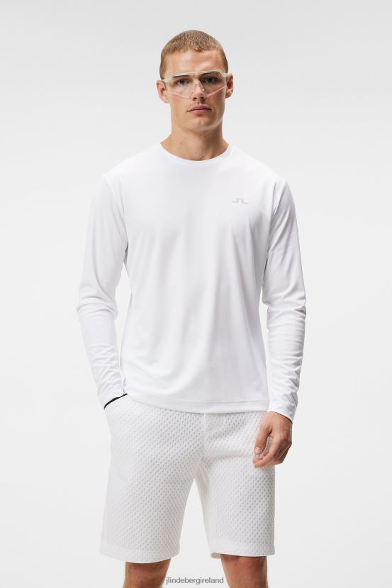 J.Lindeberg Men Ade Long Sleeve T-shirt White Clothing BXV8X4159 - Click Image to Close