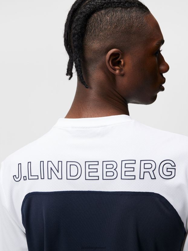 J.Lindeberg Men Mesh Blocked T-shirt Navy Clothing BXV8X4186