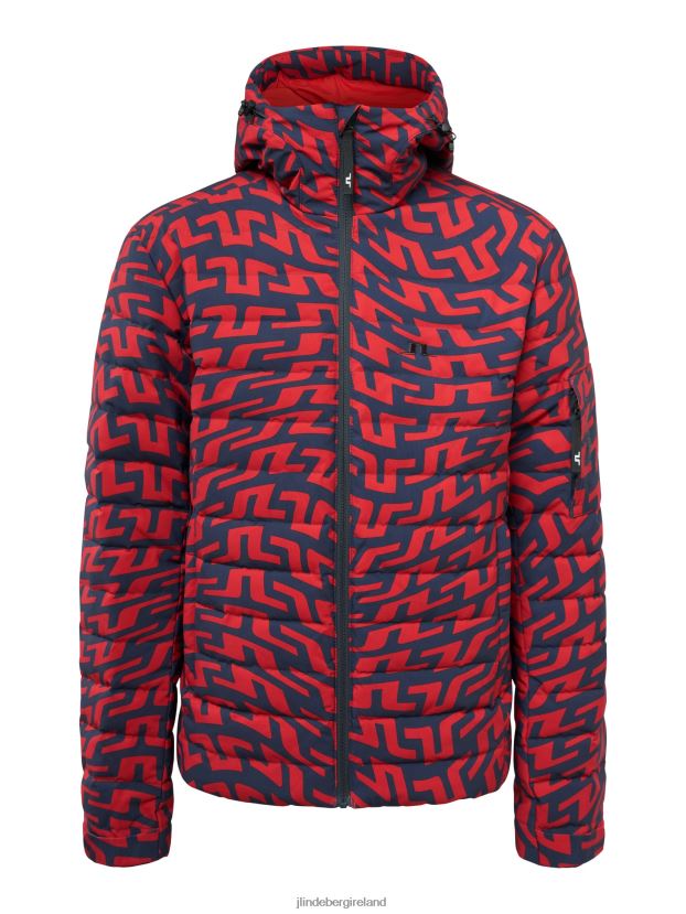 J.Lindeberg Men Thermic Pro Print Down Jacket Bridge Swirl Red Clothing BXV8X41283