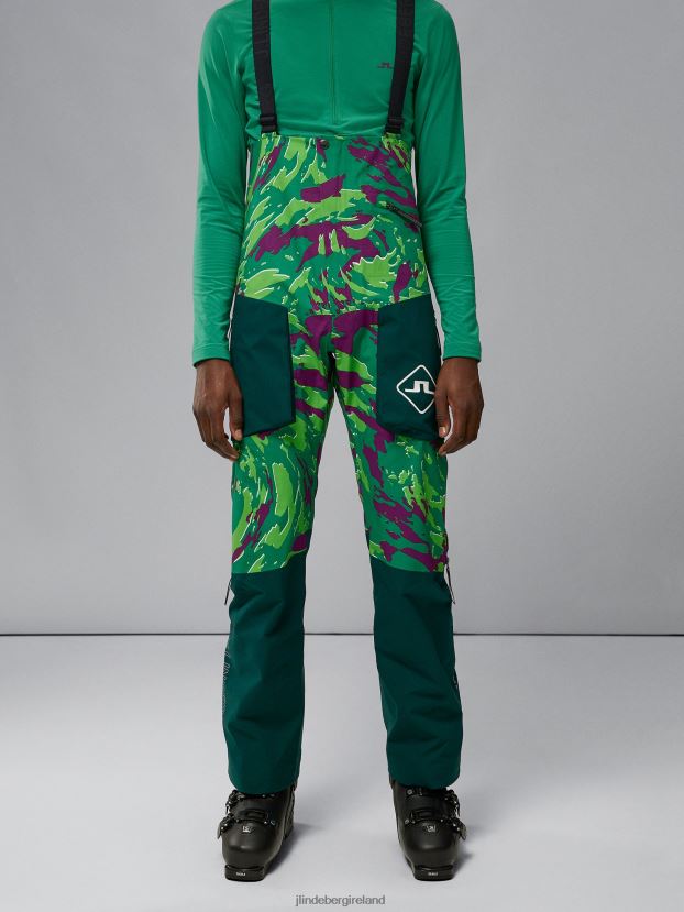 J.Lindeberg Men Aerial Bib Print Shell Pant Canimol Green Clothing BXV8X41312 - Click Image to Close