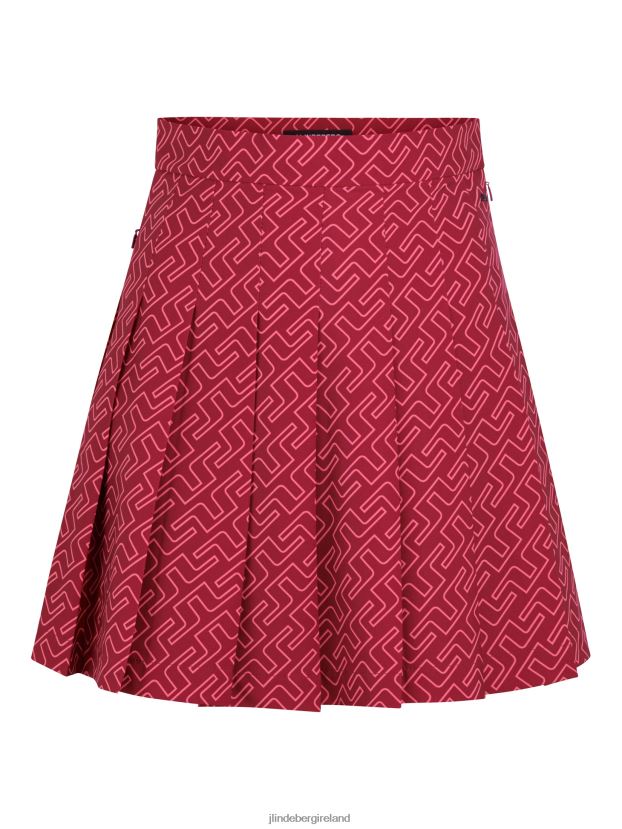 J.Lindeberg Women Adina Print Golf Skirt Hot Pink Bridge Monogram Clothing BXV8X42710 - Click Image to Close