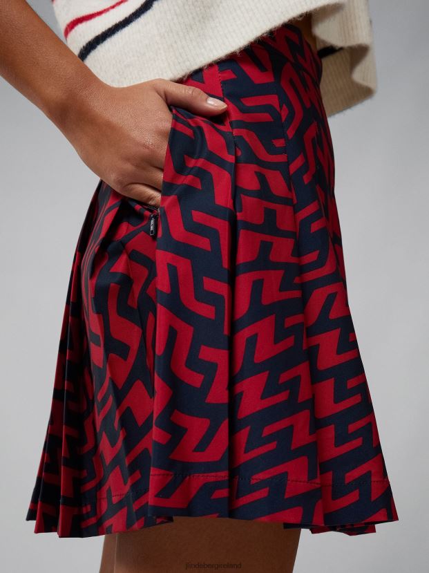 J.Lindeberg Women Adina Print Skirt Bridge Swirl Red Clothing BXV8X42686