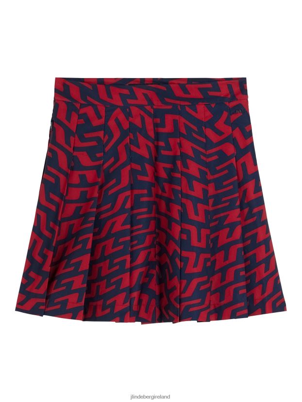 J.Lindeberg Women Adina Print Skirt Bridge Swirl Red Clothing BXV8X42686