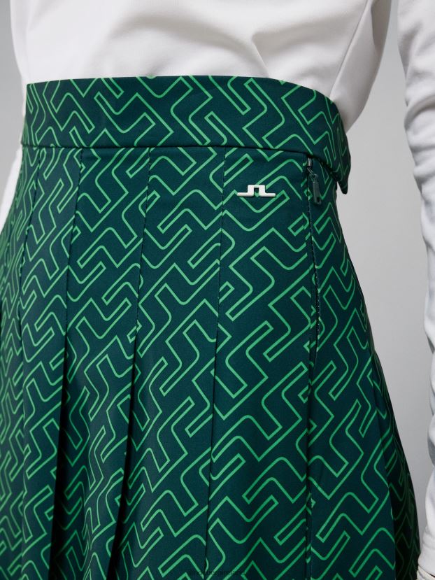 J.Lindeberg Women Adina Print Skirt Classic Green Bridge Monogram Clothing BXV8X42685