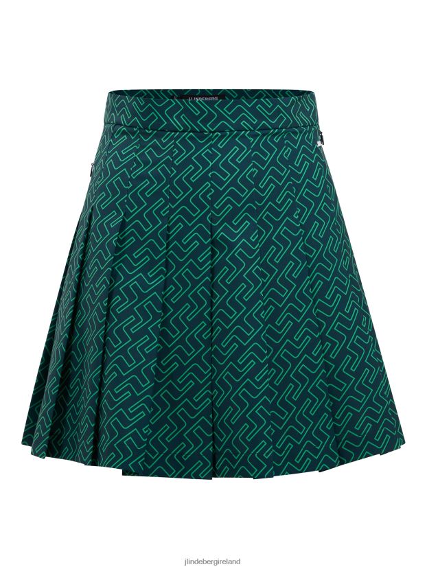 J.Lindeberg Women Adina Print Skirt Classic Green Bridge Monogram Clothing BXV8X42685