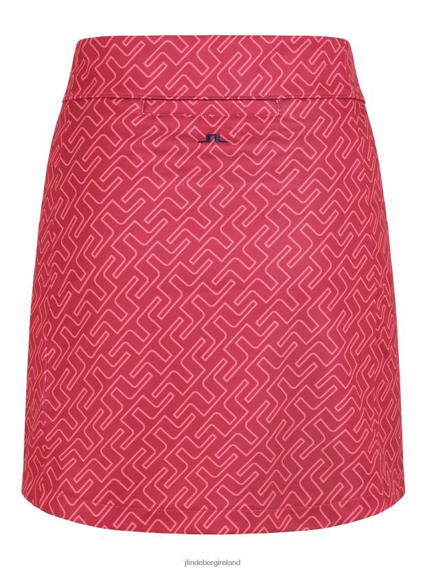 J.Lindeberg Women Amelie Mid Print Golf Skirt Hot Pink Bridge Monogram Clothing BXV8X42720