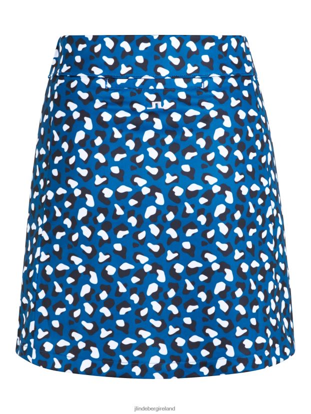 J.Lindeberg Women Amelie Mid Print Golf Skirt Moroccan Blue Animal Clothing BXV8X42717