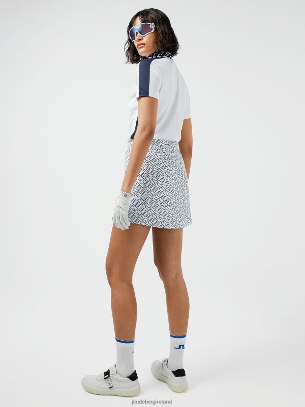 J.Lindeberg Women Amelie Mid Print Golf Skirt Navy Bridge Monogram Clothing BXV8X42715 - Click Image to Close