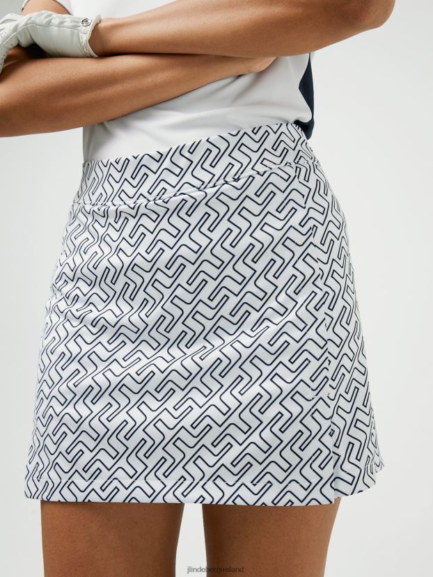 J.Lindeberg Women Amelie Mid Print Golf Skirt Navy Bridge Monogram Clothing BXV8X42715