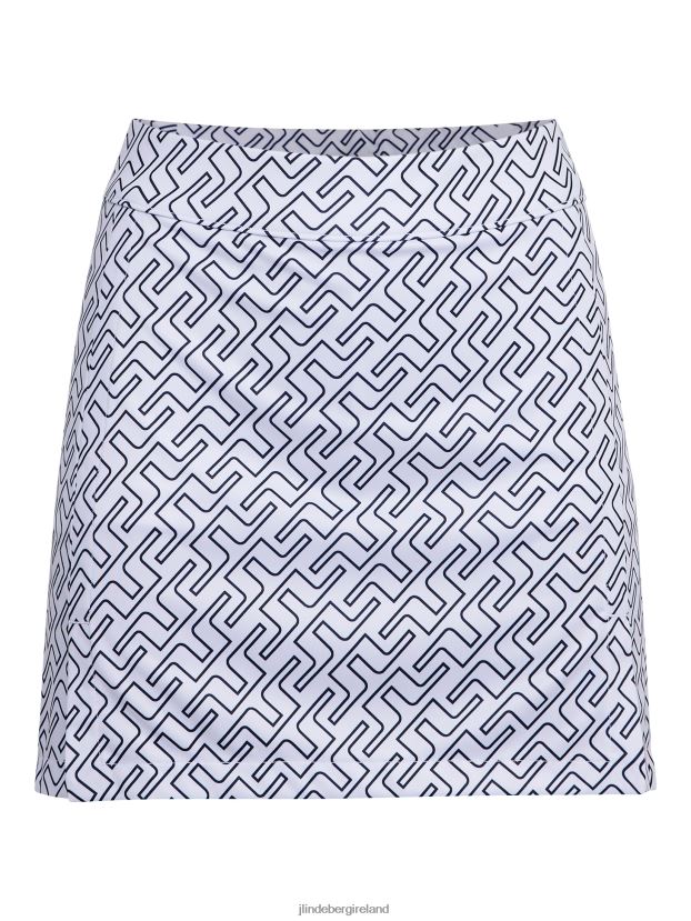 J.Lindeberg Women Amelie Mid Print Golf Skirt Navy Bridge Monogram Clothing BXV8X42715