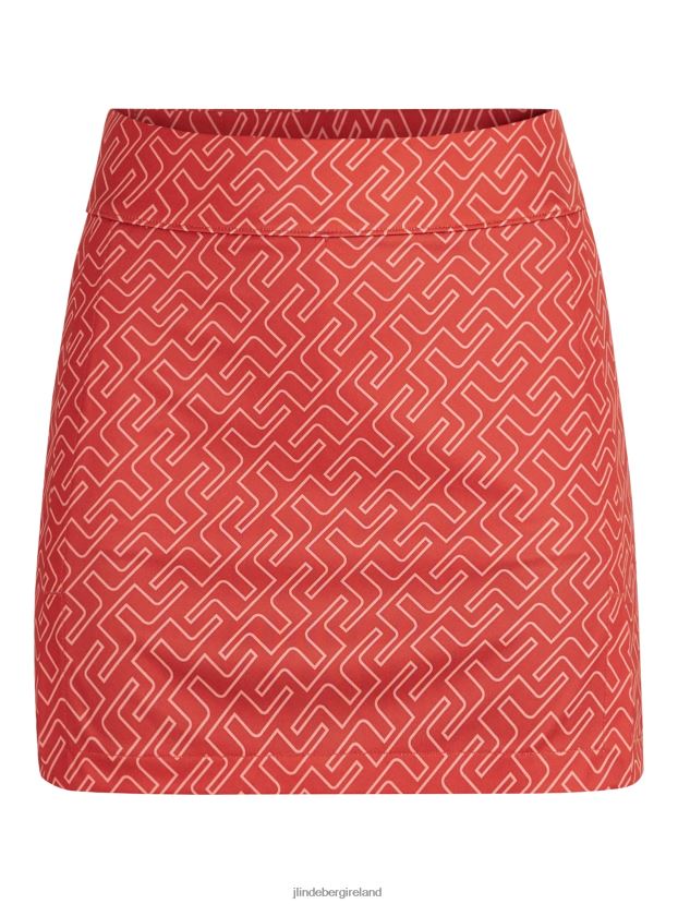 J.Lindeberg Women Amelie Print Golf Skirt Faded Rose Bridge Monogram Clothing BXV8X42722