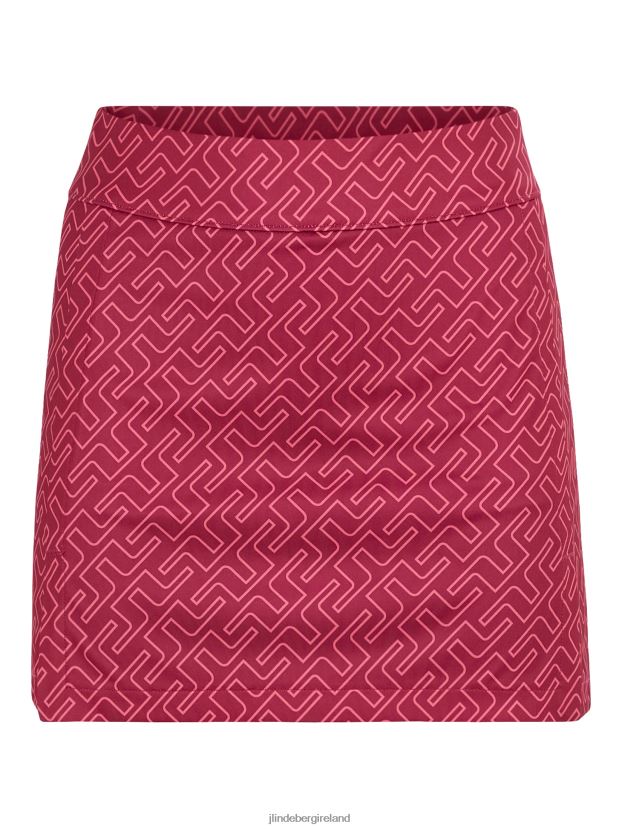 J.Lindeberg Women Amelie Print Golf Skirt Hot Pink Bridge Monogram Clothing BXV8X42723