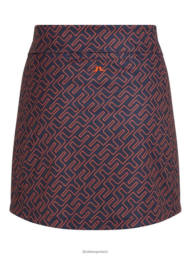 J.Lindeberg Women Amelie Print Golf Skirt Ketchup Bridge Monogram Clothing BXV8X42724 - Click Image to Close