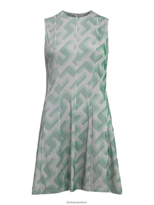 J.Lindeberg Women Jillian 3D Golf Dress Green 3D Bridge Monogram Clothing BXV8X42702