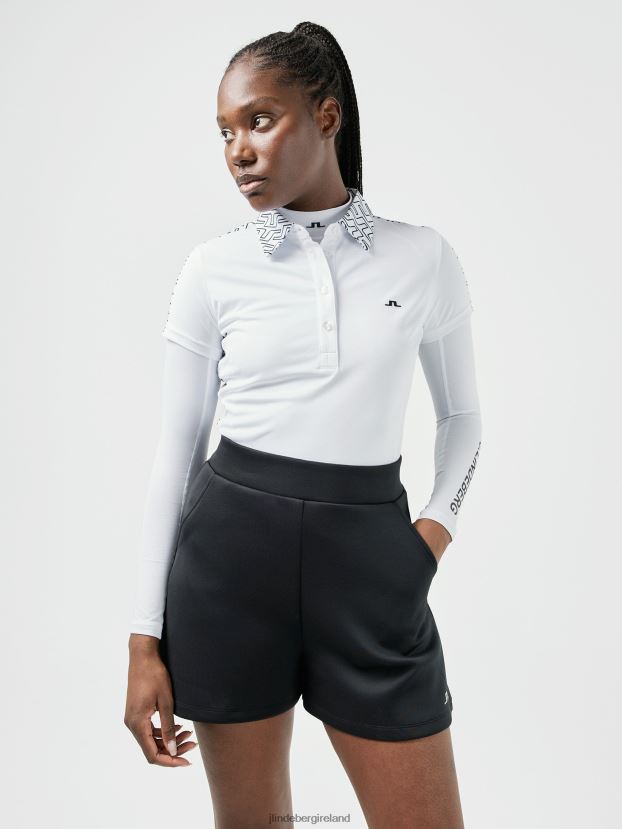 J.Lindeberg Women Cara Golf Polo White Clothing BXV8X42599 - Click Image to Close