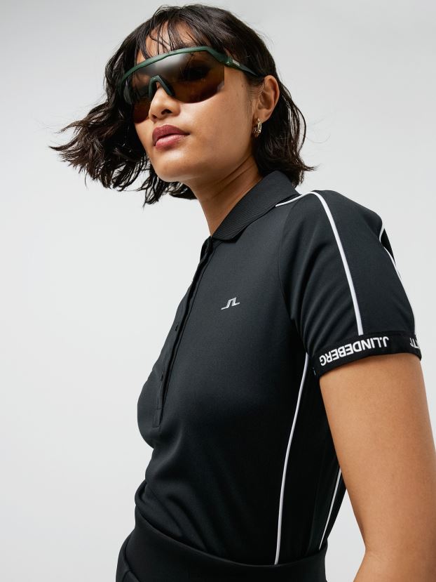 J.Lindeberg Women Damai Golf Polo Black Clothing BXV8X42607