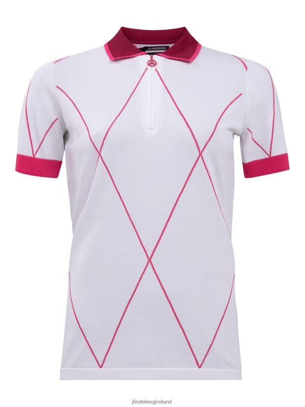 J.Lindeberg Women Elma Golf Knit Polo White Clothing BXV8X42594 - Click Image to Close