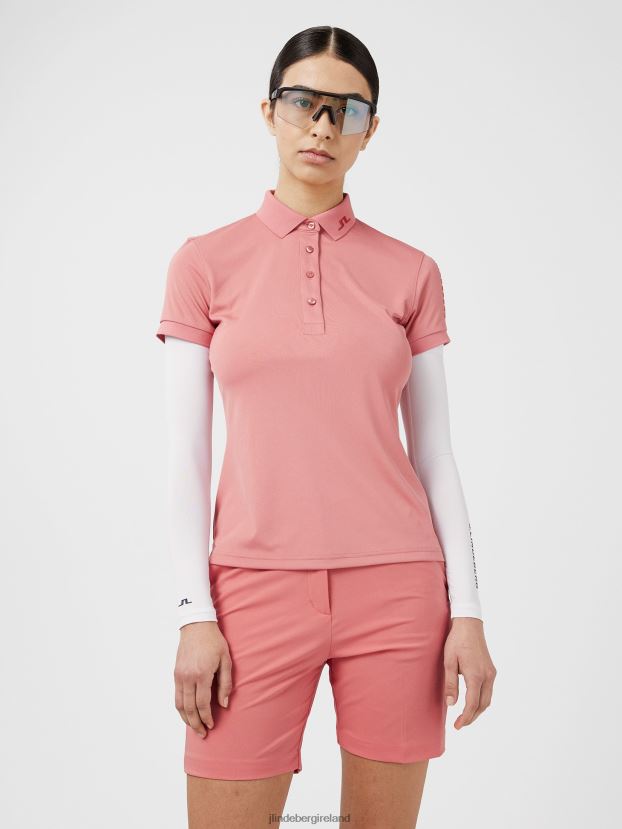 J.Lindeberg Women Tour Tech Golf Polo Faded Rose Clothing BXV8X42614 - Click Image to Close