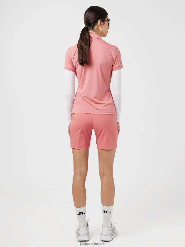 J.Lindeberg Women Tour Tech Golf Polo Faded Rose Clothing BXV8X42614