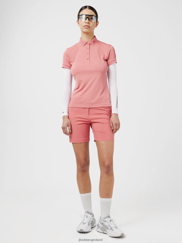 J.Lindeberg Women Tour Tech Golf Polo Faded Rose Clothing BXV8X42614