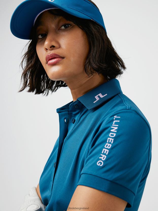 J.Lindeberg Women Tour Tech Golf Polo Moroccan Blue Clothing BXV8X42615