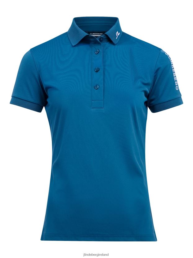 J.Lindeberg Women Tour Tech Golf Polo Moroccan Blue Clothing BXV8X42615