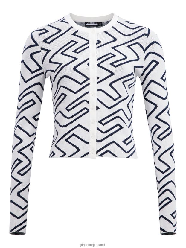 J.Lindeberg Women Odessa Golf Cardigan Navy Bridge Monogram Clothing BXV8X42832