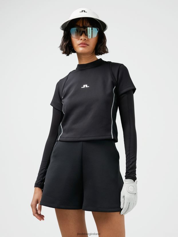 J.Lindeberg Women Ahava Golf Top Black Clothing BXV8X42642 - Click Image to Close