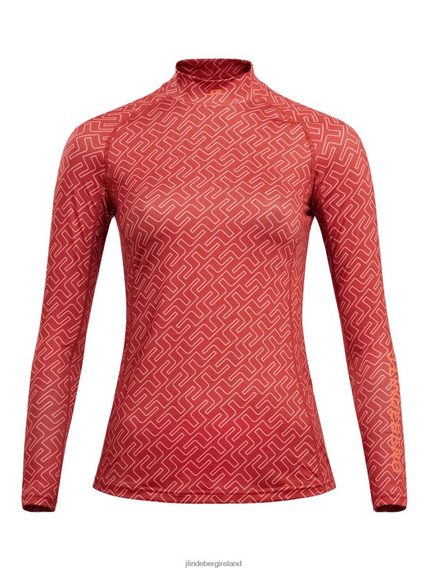 J.Lindeberg Women Asa Print Compression Top Faded Rose Bridge Monogram Clothing BXV8X42630