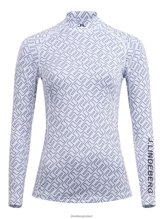 J.Lindeberg Women Asa Print Compression Top Navy Bridge Monogram Clothing BXV8X42627