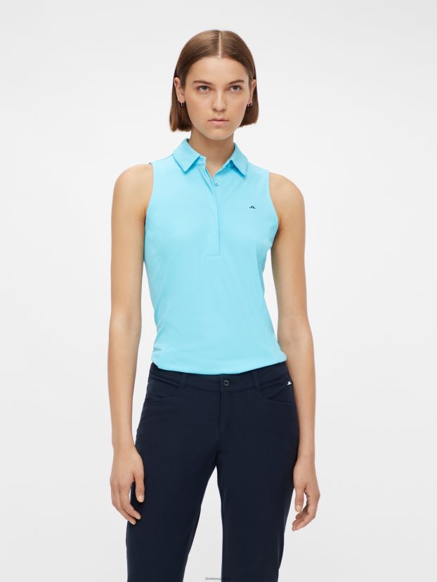 J.Lindeberg Women Dena Sleeveless Golf Top Beach Blue Clothing BXV8X42650