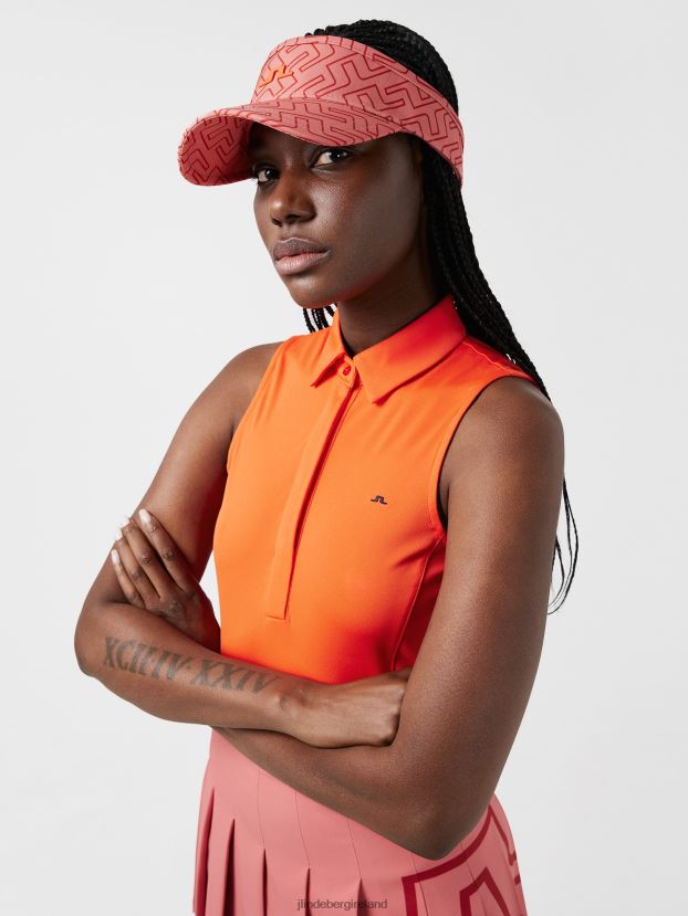 J.Lindeberg Women Dena Sleeveless Golf Top Tangerine Tango Clothing BXV8X42623