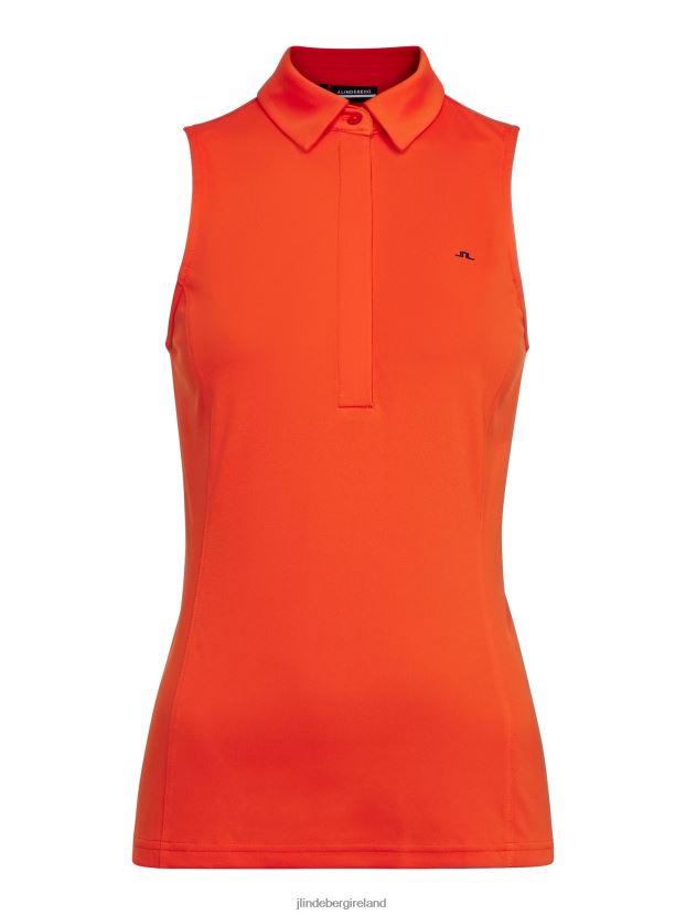 J.Lindeberg Women Dena Sleeveless Golf Top Tangerine Tango Clothing BXV8X42623