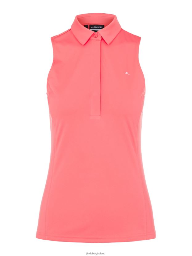 J.Lindeberg Women Dena Sleeveless Golf Top Tropical Coral Clothing BXV8X42654