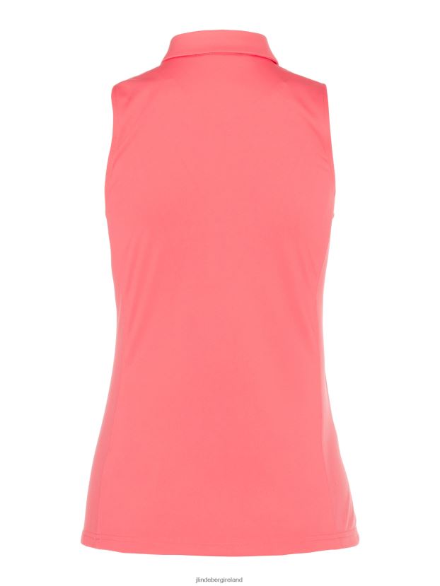 J.Lindeberg Women Dena Sleeveless Golf Top Tropical Coral Clothing BXV8X42654