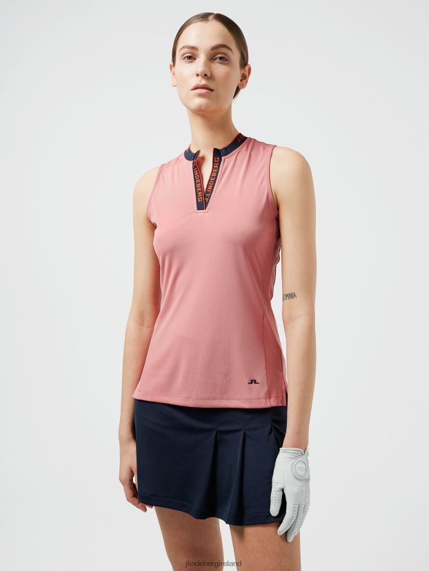 J.Lindeberg Women Leya Sleeveless Golf Top Faded Rose Clothing BXV8X42631