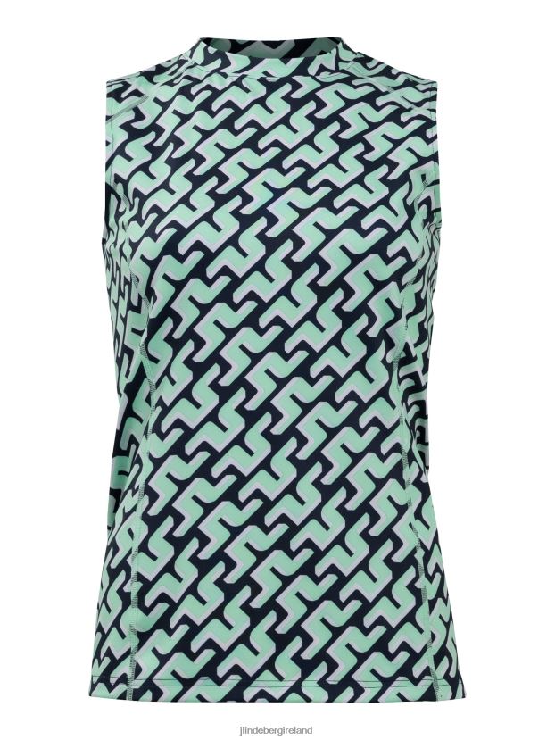 J.Lindeberg Women Mona Sleeveless Golf Top Navy 3D Bridge Monogram Clothing BXV8X42592