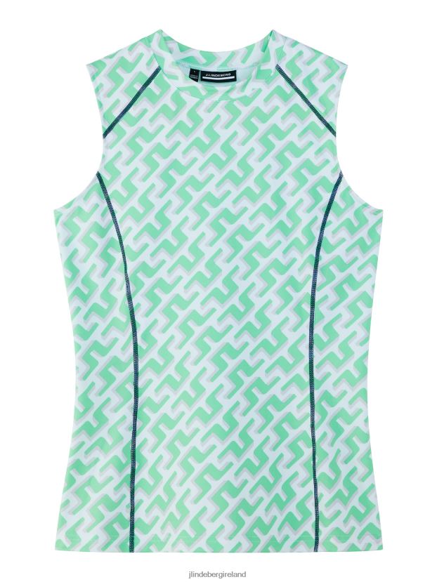 J.Lindeberg Women Mona Sleeveless Golf Top Spring Bud 3D Bridge Monogram Clothing BXV8X42591