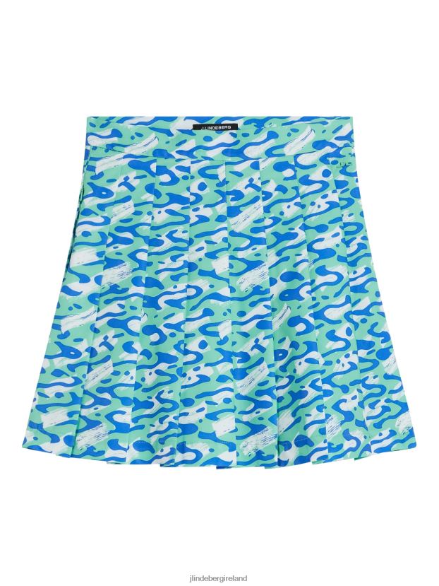 J.Lindeberg Women Adina Print Skirt Caldera Jade Cream Clothing BXV8X41567