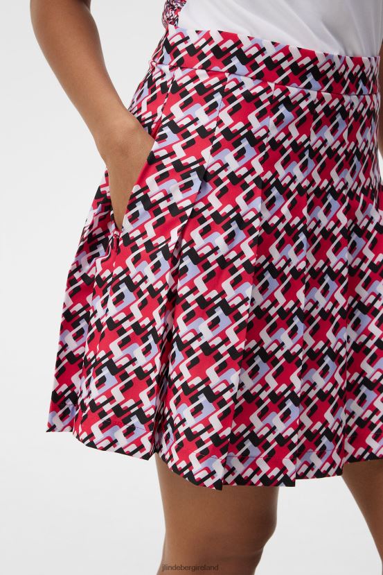 J.Lindeberg Women Adina Print Skirt Micro Bridge Rose Red Clothing BXV8X41568