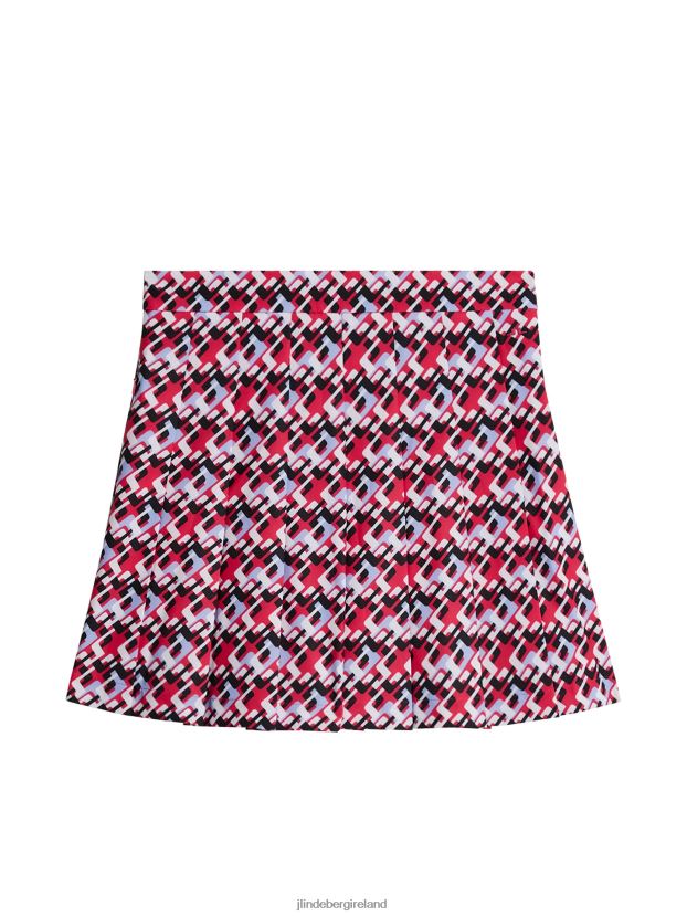 J.Lindeberg Women Adina Print Skirt Micro Bridge Rose Red Clothing BXV8X41568