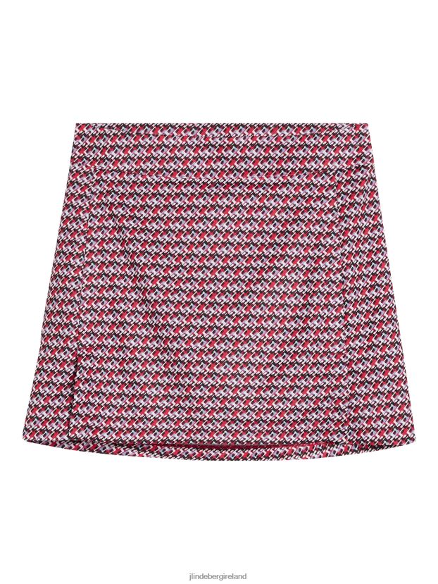 J.Lindeberg Women Amelie Mid-Length Print Skirt Micro Bridge Rose Red Clothing BXV8X41581