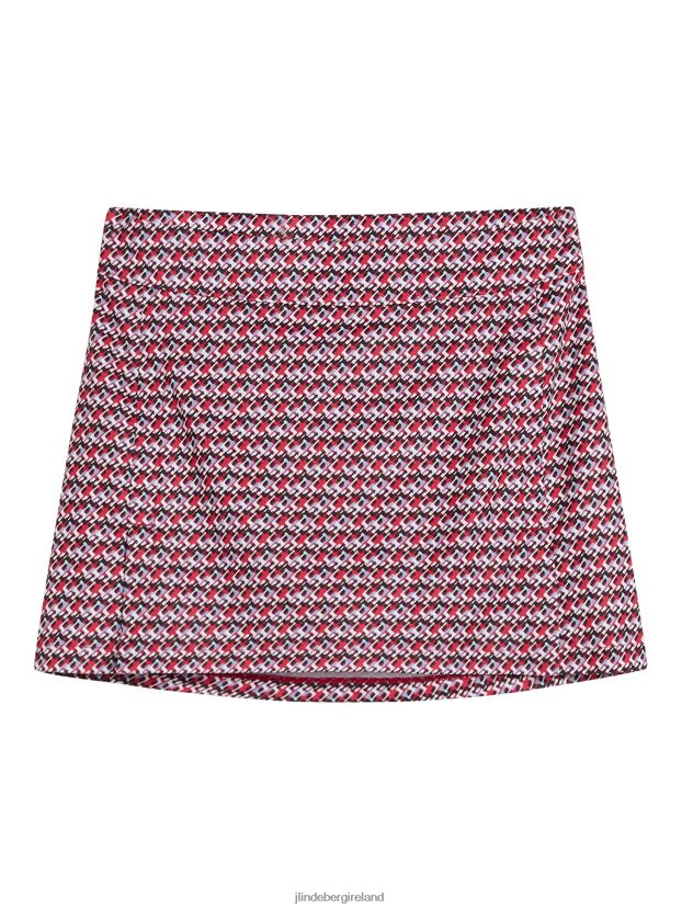 J.Lindeberg Women Amelie Print Skirt Micro Bridge Rose Red Clothing BXV8X41579 - Click Image to Close